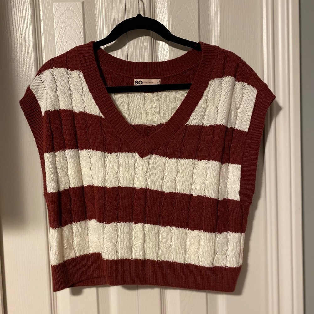 Cropped Striped Sweater Vest